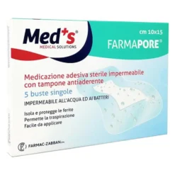 Med's Farmapore - Medicazione Adesiva 10 x 15 cm, 5 Pezzi