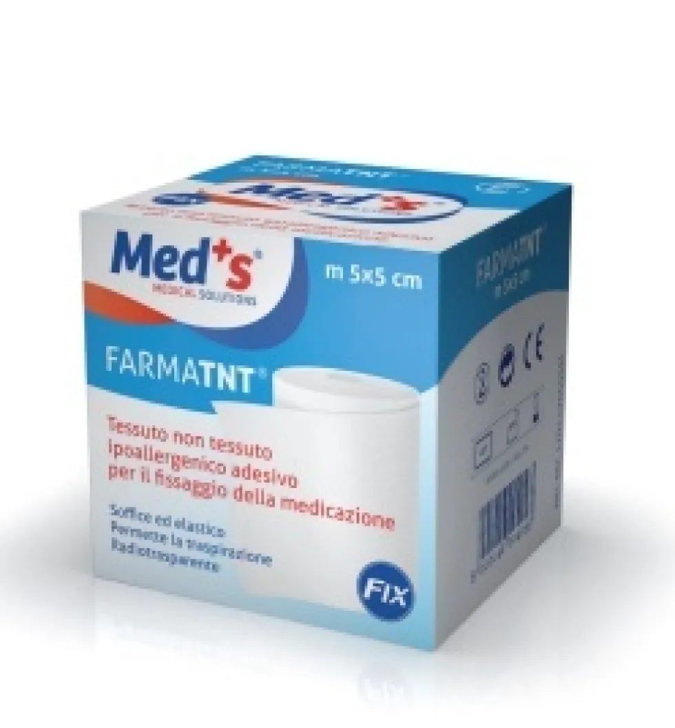 Med's Farmatnt - Cerotto in tessuto non tessuto per fissaggio medicazioni, rotolo 2,5 m x 5 cm