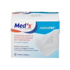 Med's Farmatnt - Garza Compressa Tessuto Non Tessuto Peel Open 5x5cm, 12 Pezzi