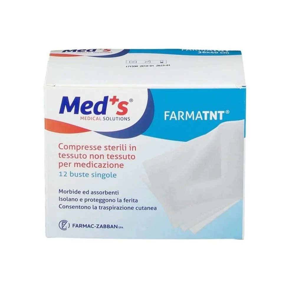 Med's Farmatnt - Garza Compressa Tessuto Non Tessuto Peel Open 5x5cm, 12 Pezzi