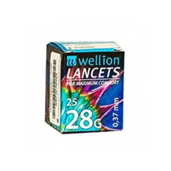 Med Trust Wellion 28G - Lancette pungidito monouso per il prelievo di sangue capillare, 25 pezzi