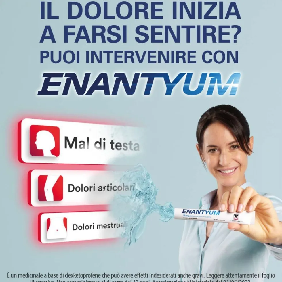 Menarini Enantyum Analgesico Antinfiammatorio contro Mal di Testa Dolori Mestruali e Dolori Articolari, 10 Bustine Bevibili