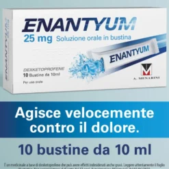 Menarini Enantyum Analgesico Antinfiammatorio contro Mal di Testa Dolori Mestruali e Dolori Articolari, 10 Bustine Bevibili