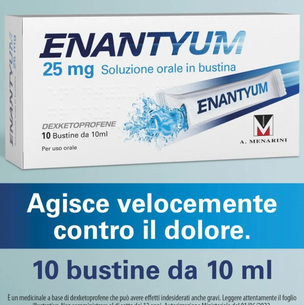 Menarini Enantyum Analgesico Antinfiammatorio contro Mal di Testa Dolori Mestruali e Dolori Articolari, 10 Bustine Bevibili
