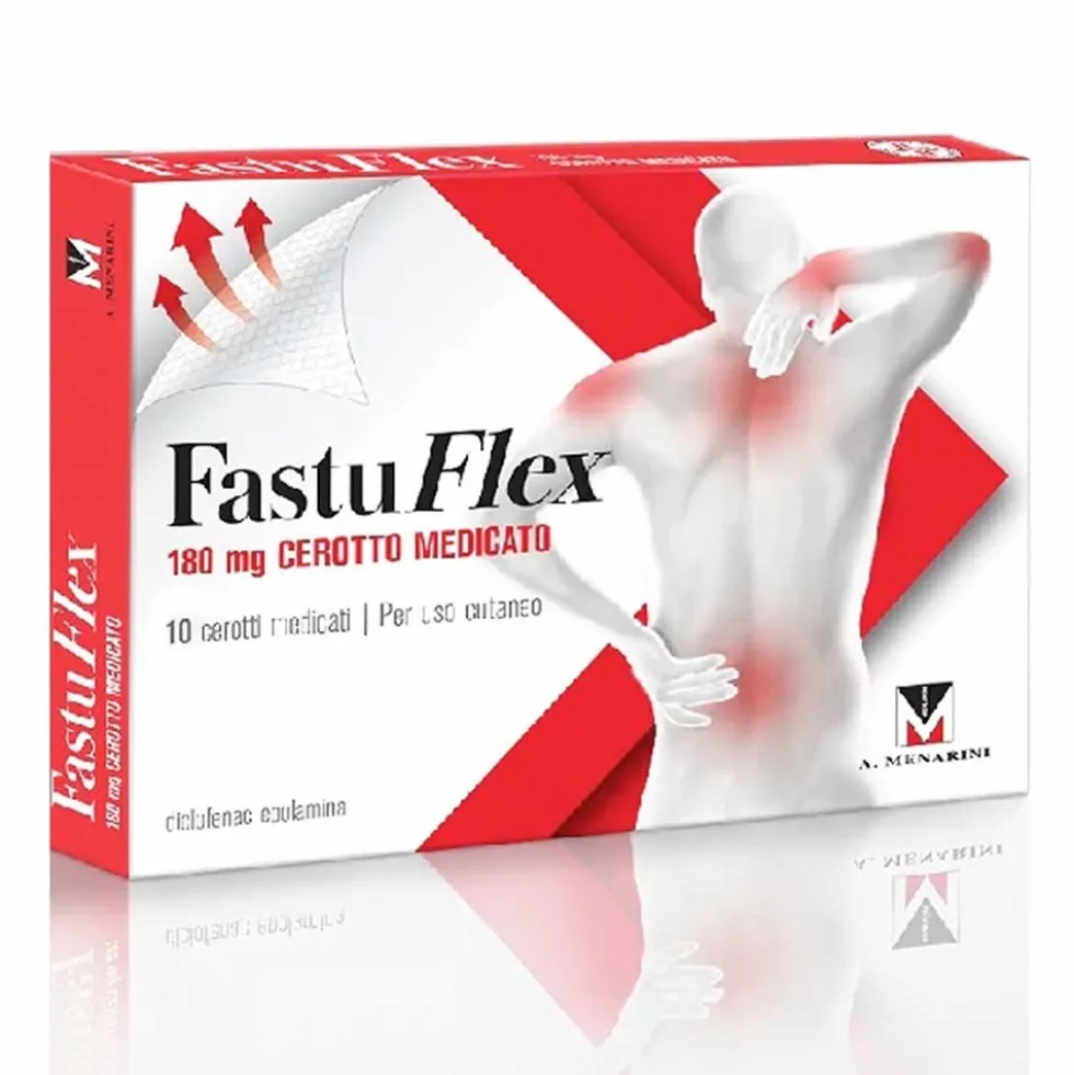 Menarini Fastuflex 180 mg - Cerotto medicato per il dolore e l'infiammazione locale, 10 cerotti