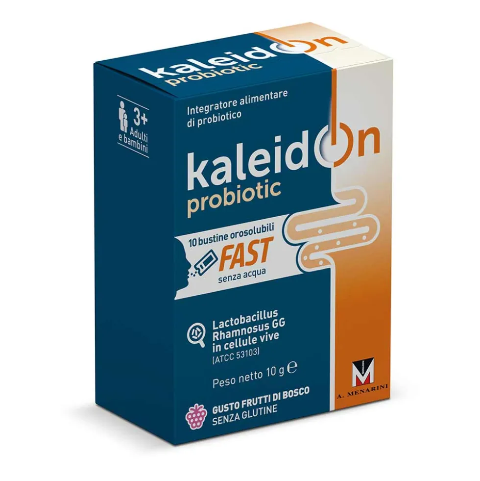 Menarini Kaleidon - Probiotic Fast Integratore Gusto Frutti Di Bosco, 10 Bustine