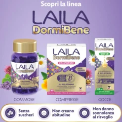 Menarini Laila DormiBene Integratore per il Sonno, 60 Pastiglie Gommose