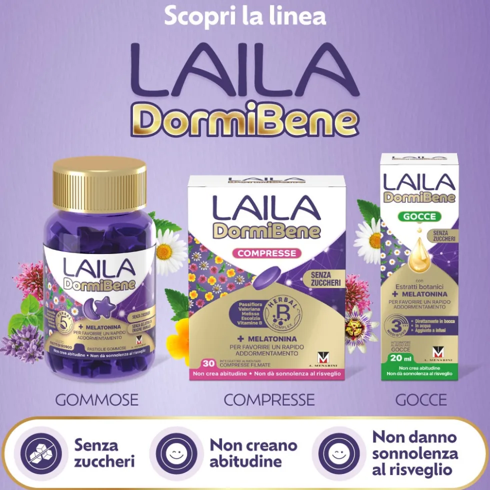 Menarini Laila DormiBene per il Sonno Integratore, 30 Pastiglie Gommose