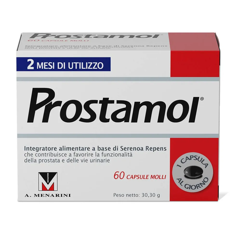 Menarini Prostamol Integratore con Serenoa repens per la Funzionalità della Prostata e delle Vie Urinarie, 60 capsule