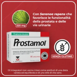 Menarini Prostamol Integratore con Serenoa repens per la Funzionalità della Prostata e delle Vie Urinarie, 90 capsule