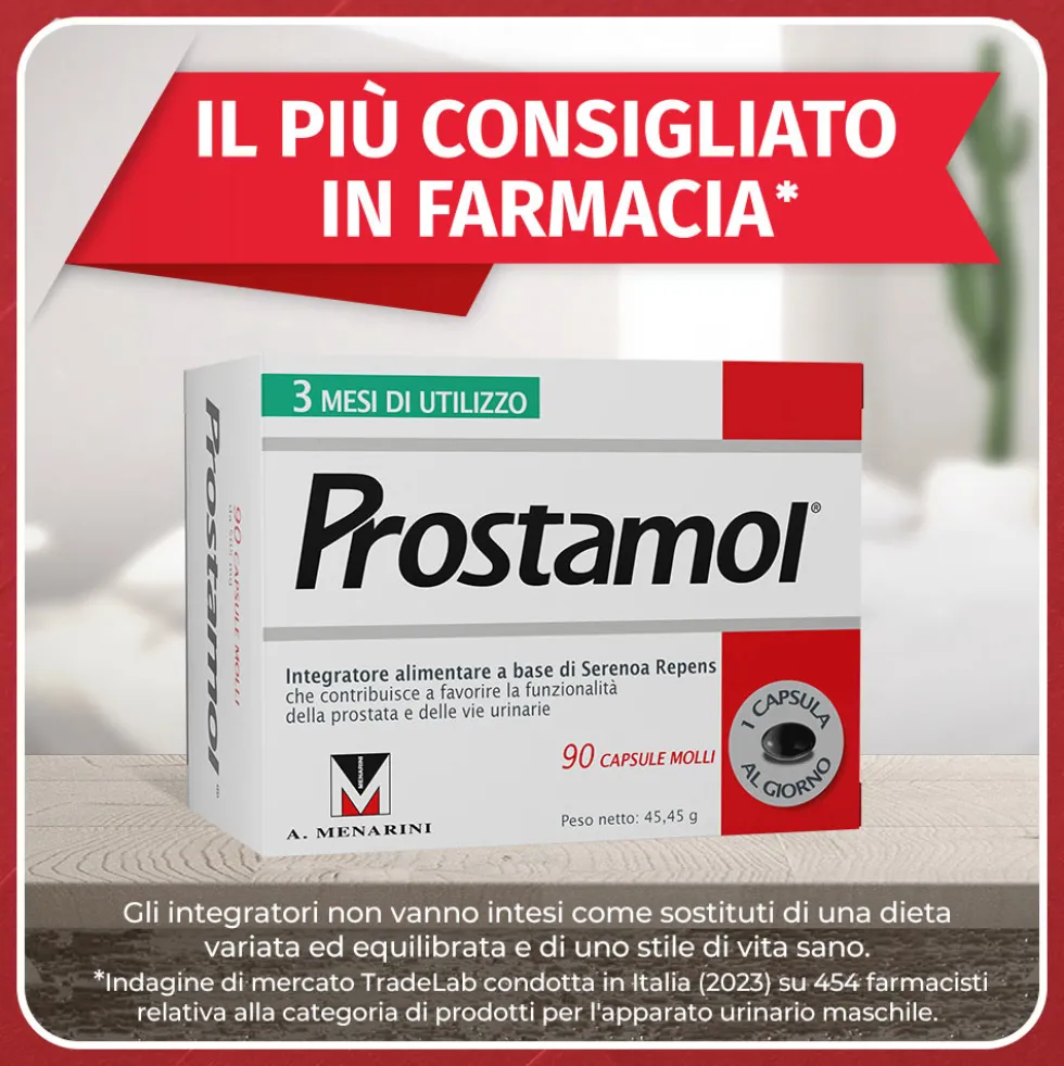 Menarini Prostamol Integratore con Serenoa repens per la Funzionalità della Prostata e delle Vie Urinarie, 90 capsule