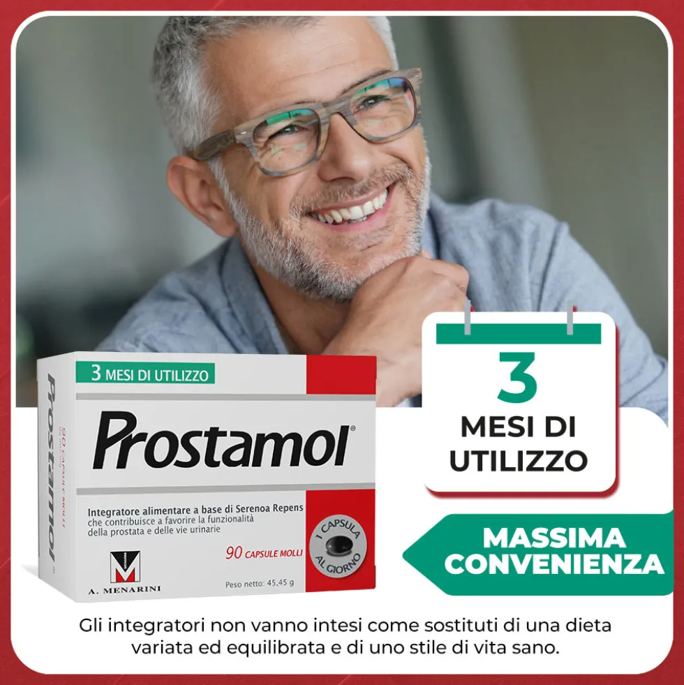 Menarini Prostamol Integratore con Serenoa repens per la Funzionalità della Prostata e delle Vie Urinarie, 90 capsule