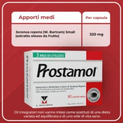 Menarini Prostamol Integratore con Serenoa repens per la Funzionalità della Prostata e delle Vie Urinarie, 90 capsule