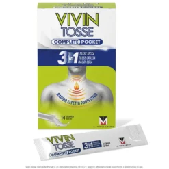 Menarini Vivin Tosse Complete 3in1 Pocket Tosse Secca Grassa Mal di Gola, 14 Stickpack