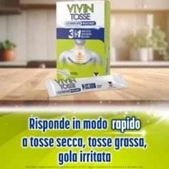Menarini Vivin Tosse Complete 3in1 Pocket Tosse Secca Grassa Mal di Gola, 14 Stickpack