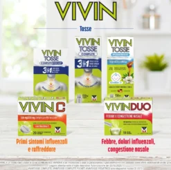 Menarini Vivin Tosse Complete 3in1 Pocket Tosse Secca Grassa Mal di Gola, 14 Stickpack