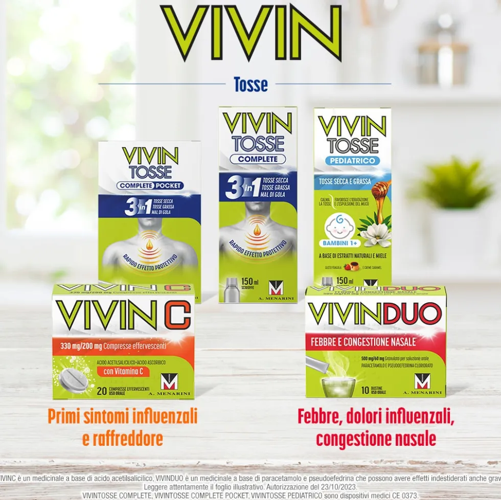 Menarini Vivin Tosse Pediatrico Sciroppo Tosse Secca e Grassa Sciroppo, 150ml