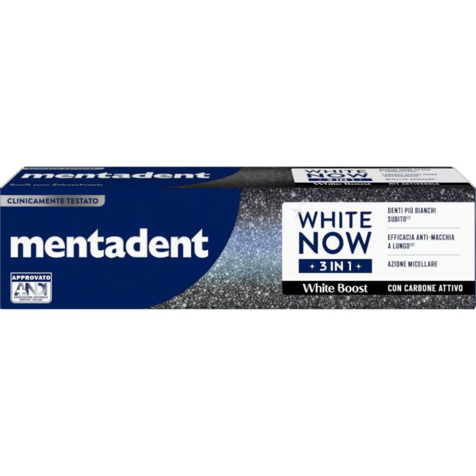 Mentadent White Now 3 in 1 White Boost - Dentifricio sbiancante contro le macchie, 75 ml
