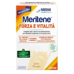 Meritene Forza & Vitalità - Alimento con Proteine Vitamine e Minerali gusto Vaniglia, 5 bustine