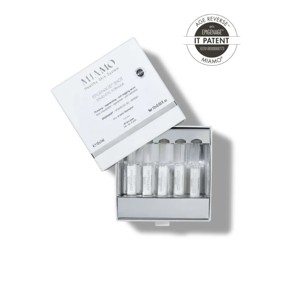 Miamo Age Reverse - Epigenage Shot Siero Rimpolpante Rigenerante Anti-Cedimento, 10 Siringhe da 1ml