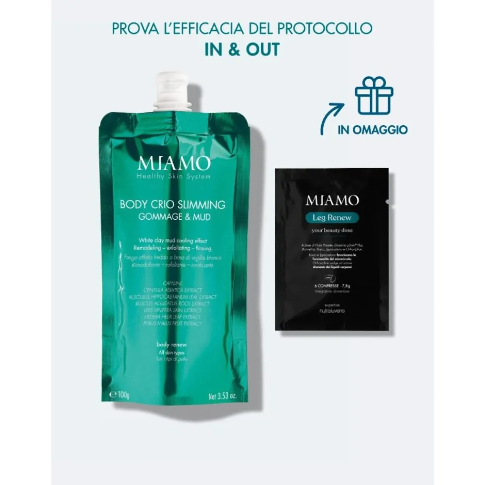Miamo Body Crio Slimming Gommage & Mud Fango Corpo Rimodellante Esfoliante Tonificante, 100g