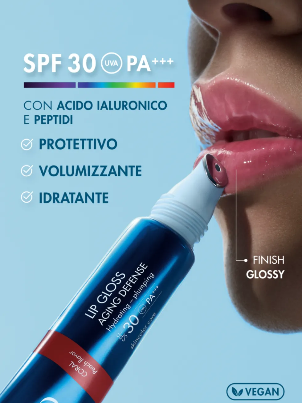 Miamo Lip Gloss Aging Defense SPF30 Protettivo Volumizzante e Idratante colore Coral, 15ml
