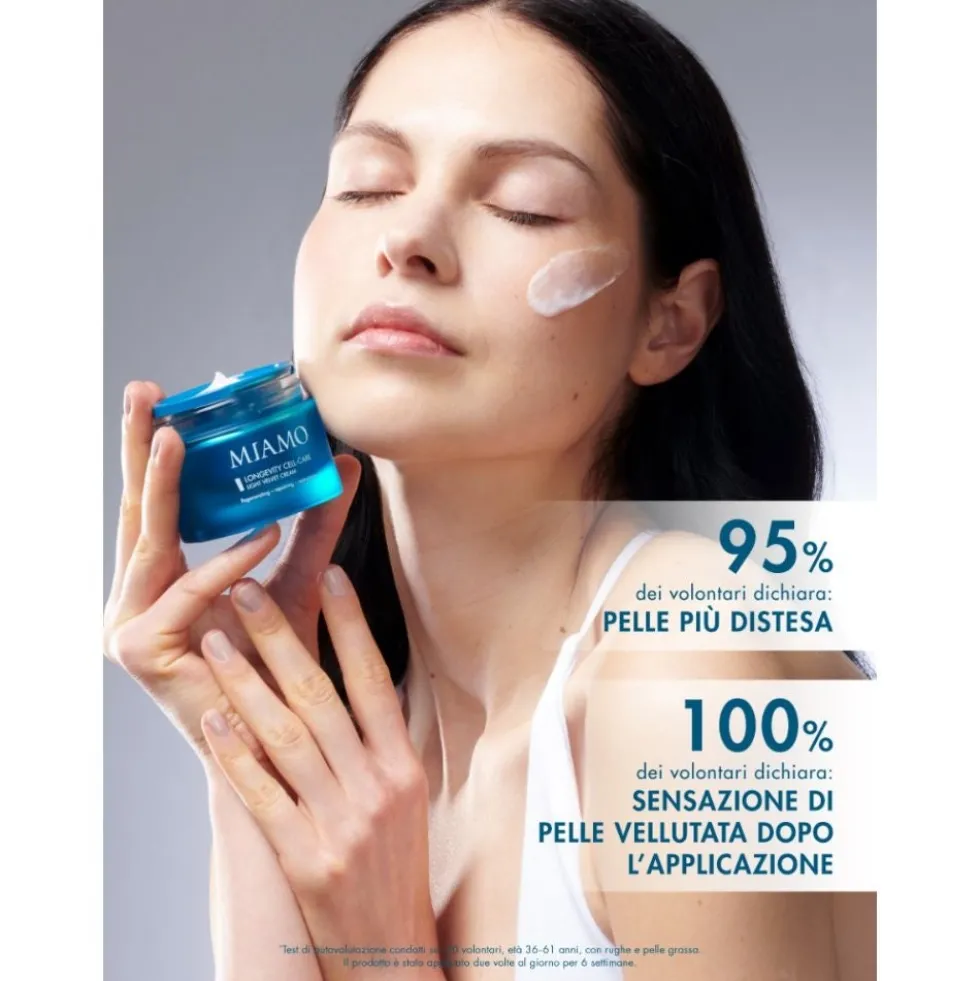 Miamo Longevity Cell-Care Light Velvet - Crema viso rigenerante per la pelle normale e grassa, 50 ml