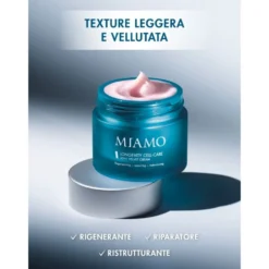 Miamo Longevity Cell-Care Light Velvet - Crema viso rigenerante per la pelle normale e grassa, 50 ml