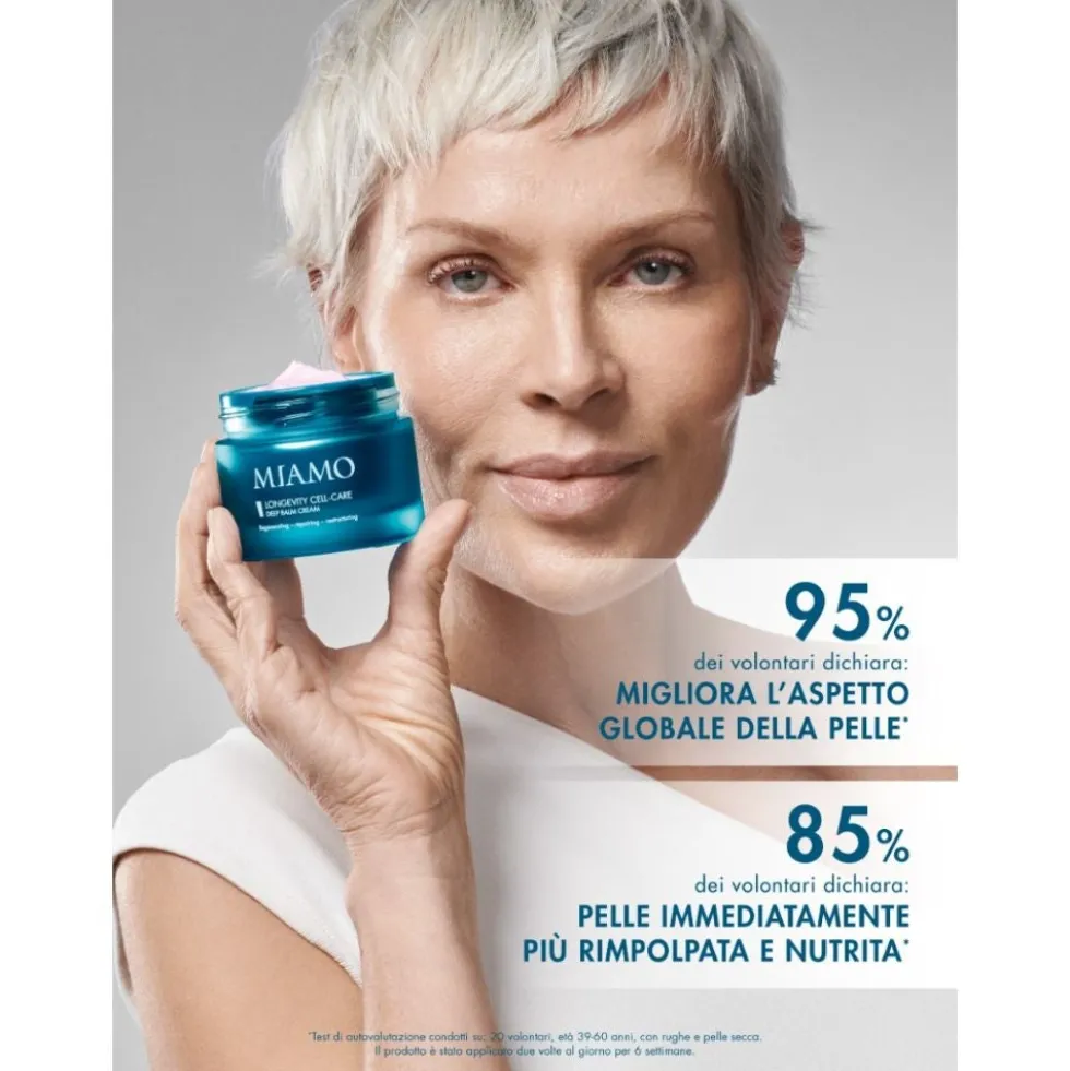 Miamo Longevity Plus - Refill Longevity Cell-Care Deep Balm Cream Crema Viso Rigenerante Riparatrice Ristrutturante Texture Burrosa, 50ml