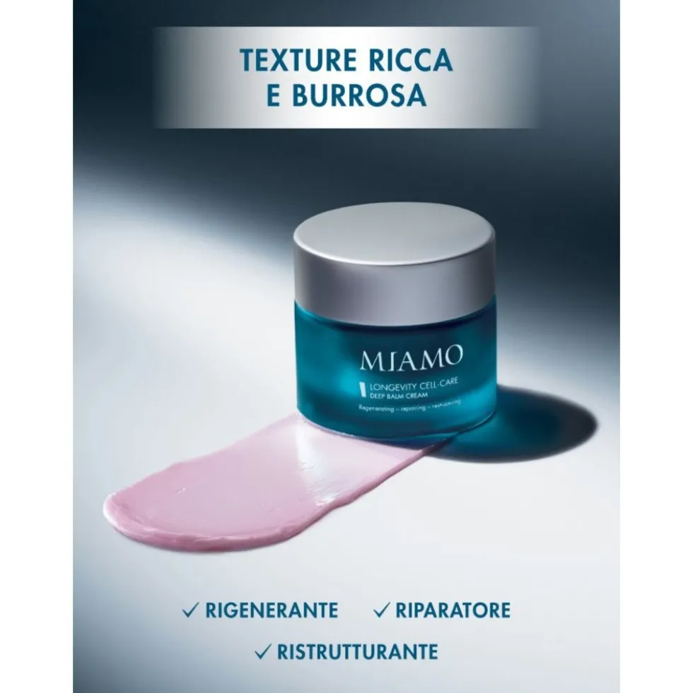 Miamo Longevity Plus - Refill Longevity Cell-Care Deep Balm Cream Crema Viso Rigenerante Riparatrice Ristrutturante Texture Burrosa, 50ml