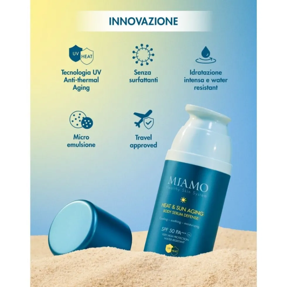 Miamo Skin Defense Siero Corpo Anti-Età - Siero solare protettivo e termoregolatore SPF 50, 100 ml