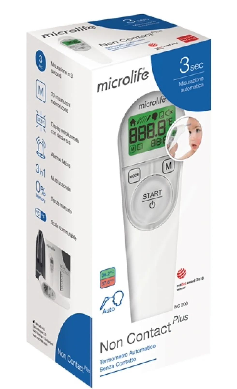 Microlife Termometro Frontale No Contact Plus, 1 Pezzo