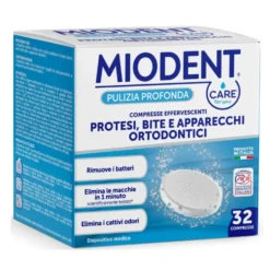 MioDent Compresse Effervescenti - Per l'igiene delle protesi dentali al gusto menta, 32 compresse