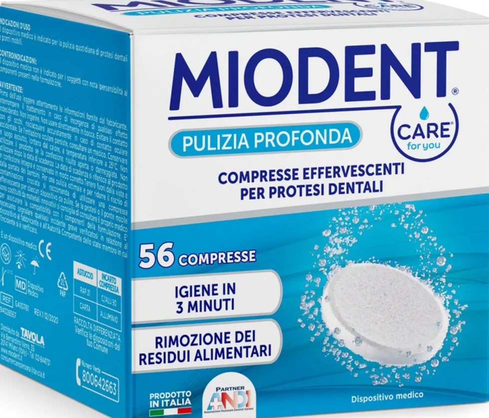 Miodent Compresse effervescenti per protesi dentali - Igiene e pulizia profonda, 56 compresse