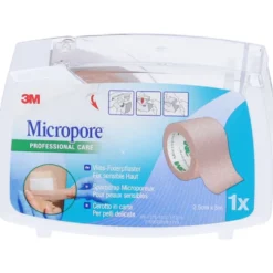 3M Micropore - Cerotto micropore 3m tan in carta per le pelli delicate, dispenser da 2,5 cm x 5 m