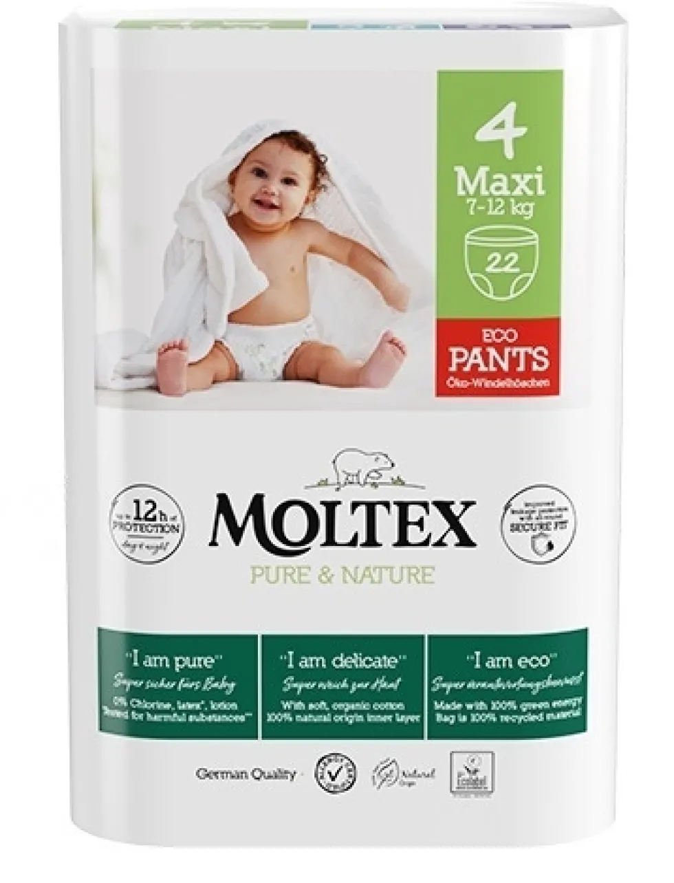 Moltex Pure & Nature Maxi Pannolini a mutandina 7-12 kg, 22 pannolini
