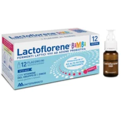 Montefarmaco Lactoflorene Bimbi - Integratore probiotico per la flora intestinale, 12 flaconcini