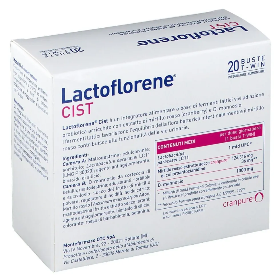 Montefarmaco Lactoflorene Cist - Integratore per le vie urinarie, 20 bustine Duocam