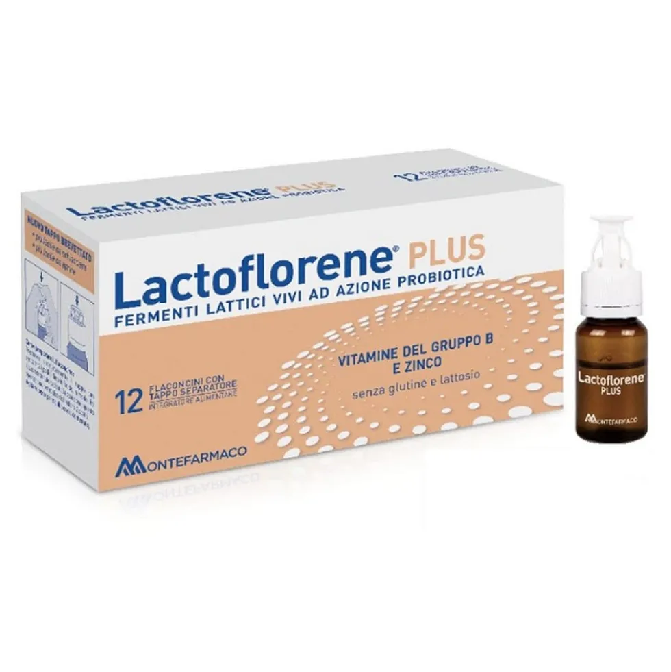 Montefarmaco Lactoflorene Plus - Fermenti lattici per la flora intestinale, 12 flaconcini