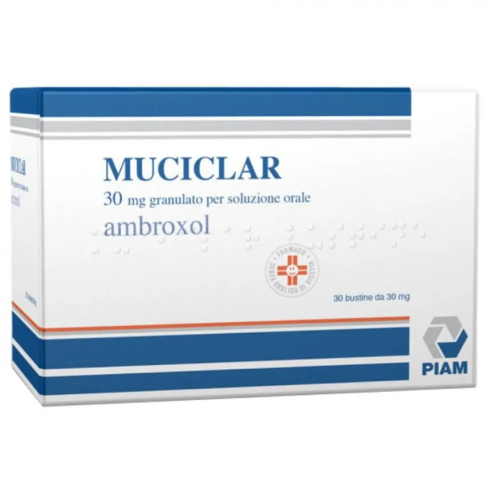 Muciclar Granulato mucolitico per la tosse grassa e il muco, 30 bustine da 30 mg