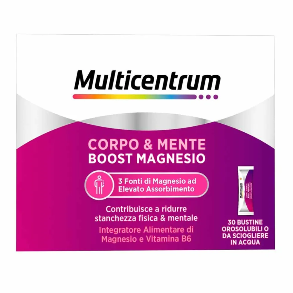 Multicentrum Boost Magnesio Integratore Vitamina B6 Supporto Organismo, 30 Bst