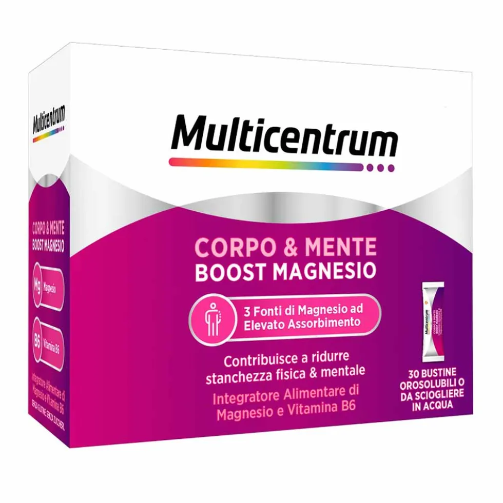 Multicentrum Boost Magnesio Integratore Vitamina B6 Supporto Organismo, 30 Bst