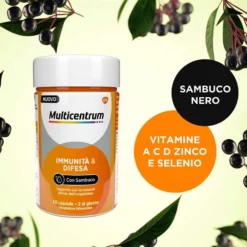 Multicentrum Immuno & Difesa con Sambuco Integratore Difese Immunitarie, 30 Cpr
