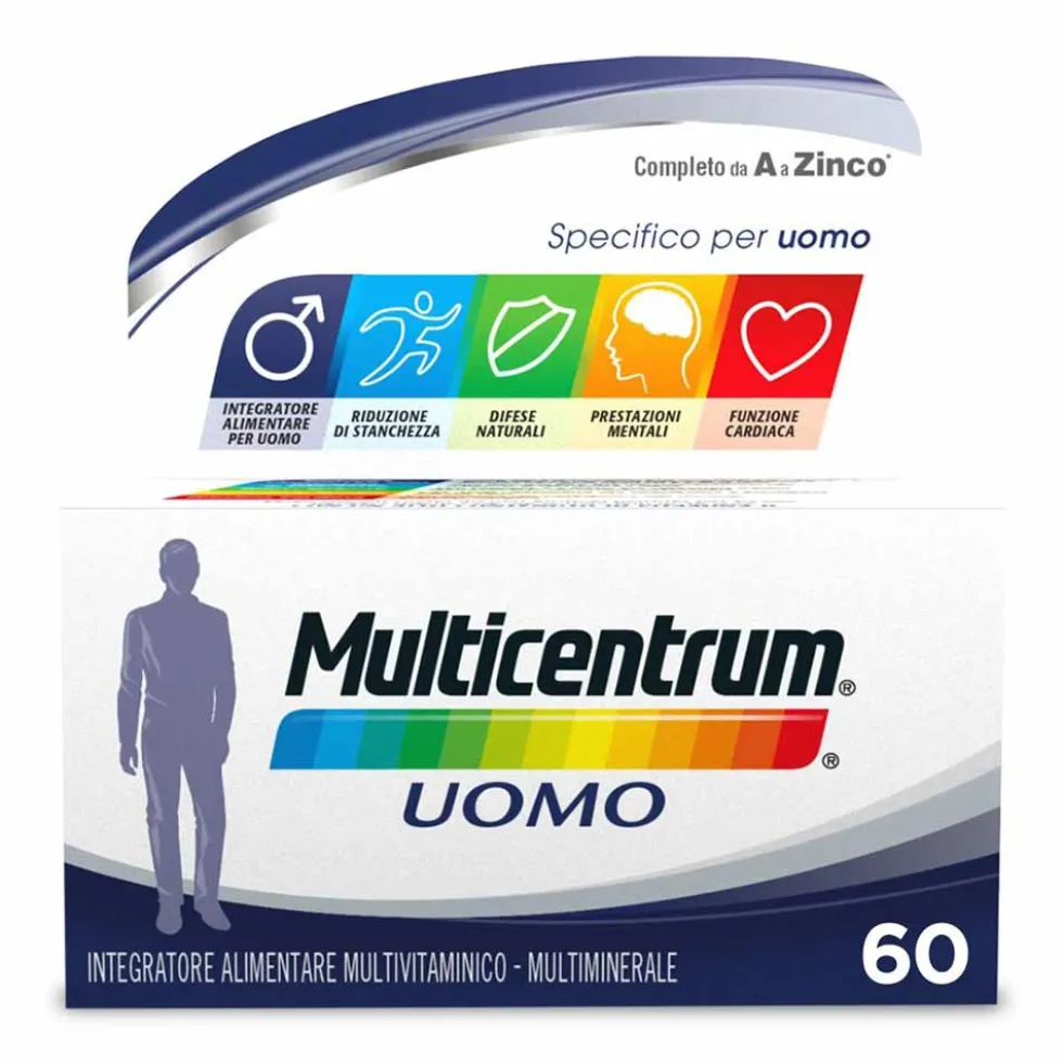 Multicentrum Uomo - Integratore multivitaminico per uomini fino ai 50 anni, 60 compresse