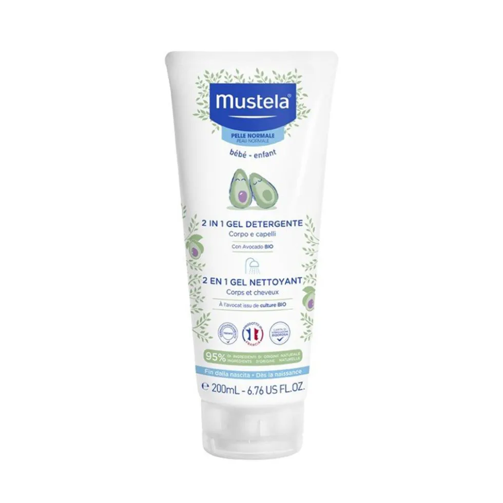 Mustela 2 In 1 Gel Detergente Corpo e Capelli Bambini Protegge Idrata, 200ml