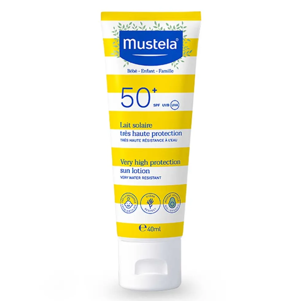 Mustela Latte Solare SPF50+ Protezione Molto Alta Viso e Corpo per Bambini, 40ml