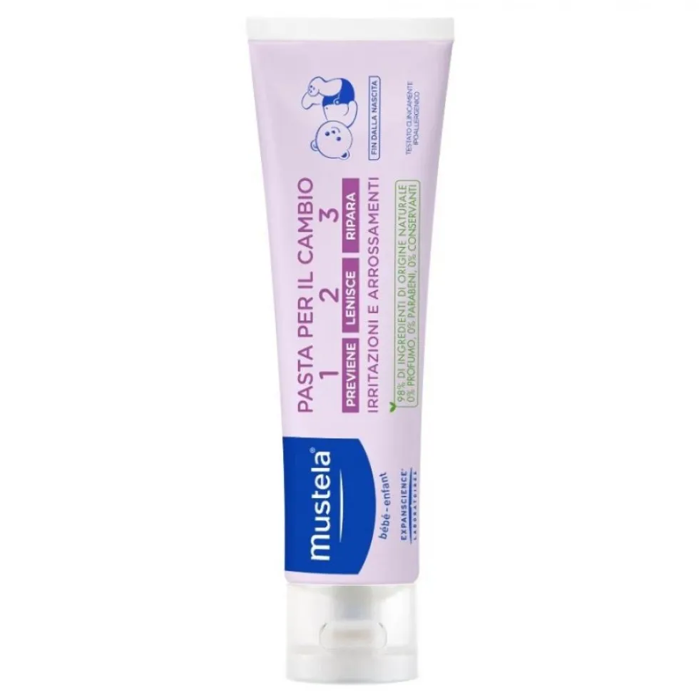 Mustela Pasta per il cambio 1 2 3 - Pasta protettiva per gli arrossamenti da pannolino, 100 ml
