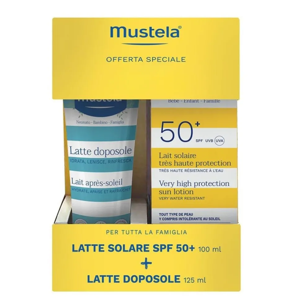 Mustela Solare e doposole - Set di creme ad azione fotoprotettiva e lenitiva, 2 tubi da 100 ml