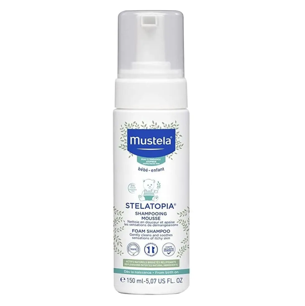Mustela Stelatopia - Shampoo mousse per il cuoio capelluto a tendenza atopica, 150 ml