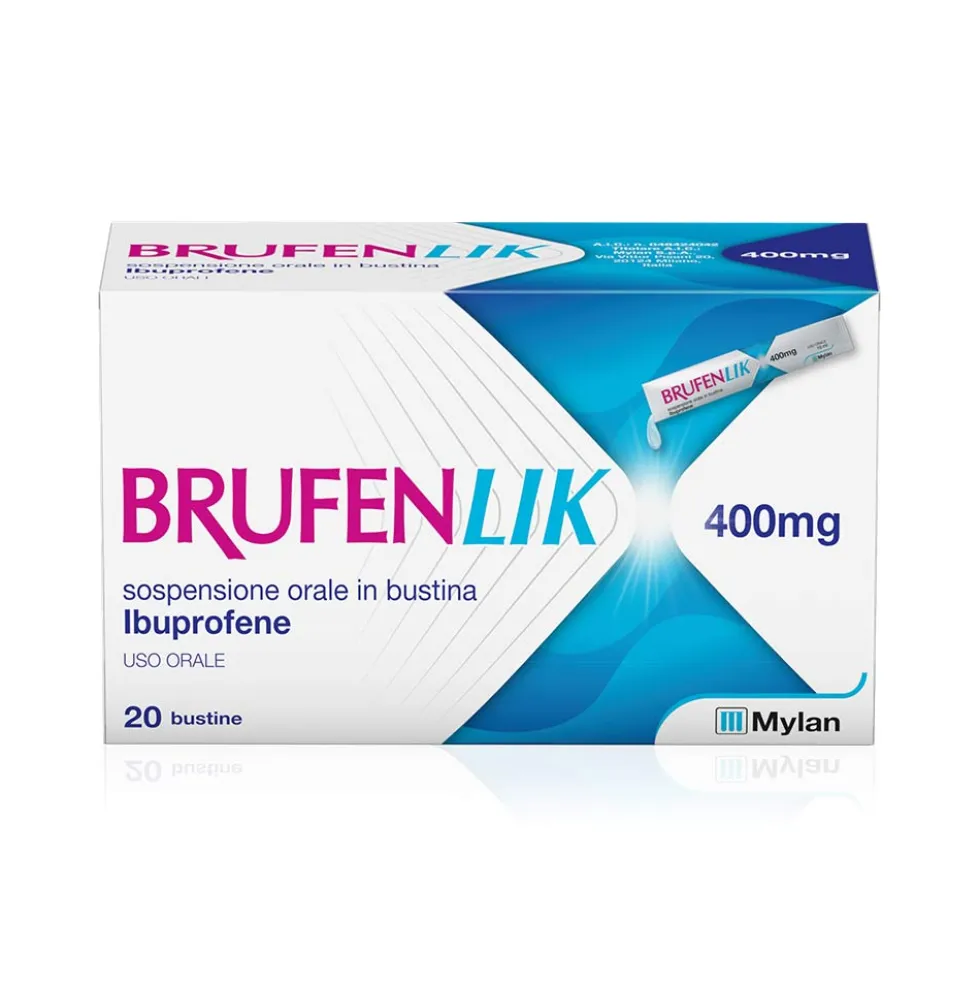 Mylan BrufenLik 400mg Ibuprofene Trattamento del Dolore e Febbre, 20 Bustine